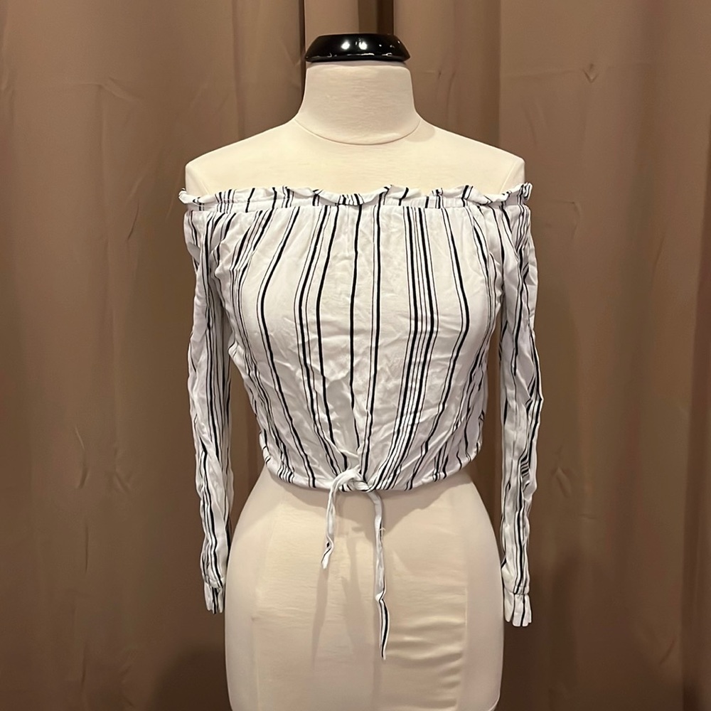 Striped off the shoulder blouse